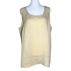 CITRON Santa Monica Size 1X Yellow Silk Tank Top Sleeveless Embossed NWT